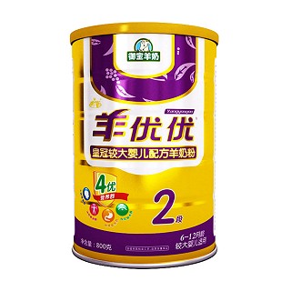 羊优优 皇冠较大婴儿配方羊奶粉2段(百跃)