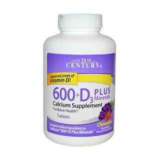 21st century health care 钙600+d3矿物咀嚼片(health)