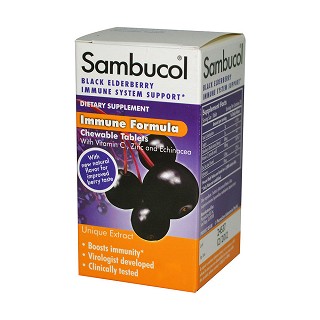 sambucol 增强免疫系统黑接骨木咀嚼片 150片剂(sambu)