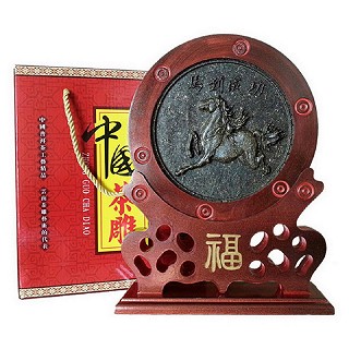 滇湘 工艺茶雕摆件 普洱生茶饼(马到成功)