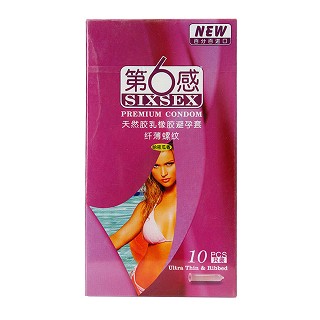 第六感天然胶乳橡胶避孕套纤薄螺纹(哈密瓜香)